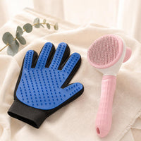 PetGlow Deshedding Kit - grooming glove and self-cleaning slicker brush